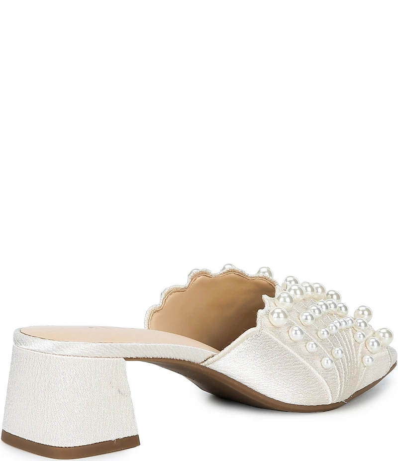 Alex Marie Johanna Satin Pearl Embellished Dress Mules