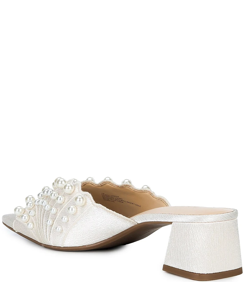 Alex Marie Johanna Satin Pearl Embellished Dress Mules