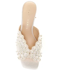 Alex Marie Johanna Satin Pearl Embellished Dress Mules
