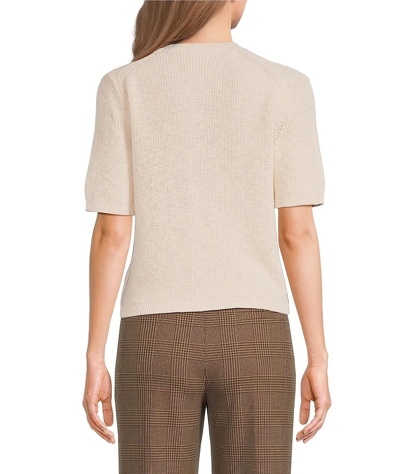 Alex Marie Julia Desert Terry Yarn Round Neck Short Sleeve Cardigan