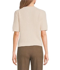 Alex Marie Julia Desert Terry Yarn Round Neck Short Sleeve Cardigan