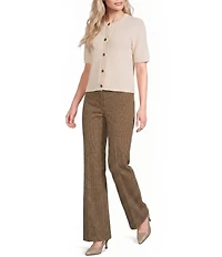 Alex Marie Julia Desert Terry Yarn Round Neck Short Sleeve Cardigan