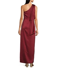 Alex Marie Julie Satin Back Crepe One Shoulder Sleeveless Maxi Gown