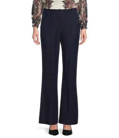 Alex Marie Justine Chambray Flat Front Full Length Wide Leg Pants