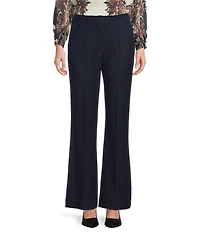 Alex Marie Justine Chambray Flat Front Full Length Wide Leg Pants