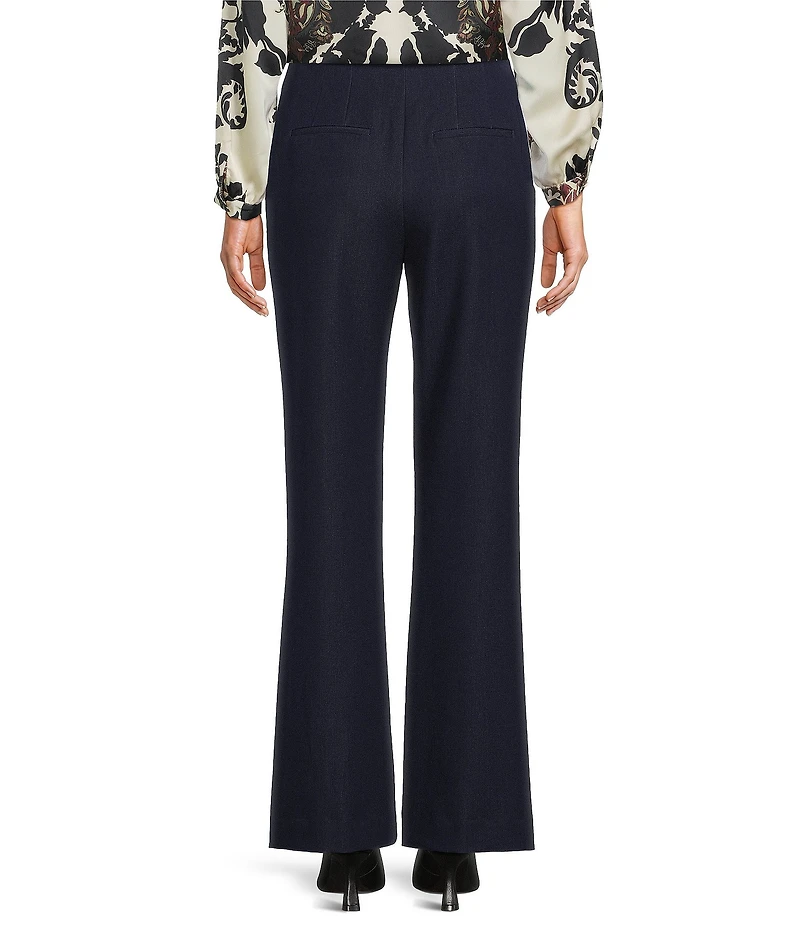 Alex Marie Justine Chambray Flat Front Full Length Wide Leg Pants
