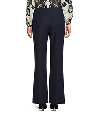 Alex Marie Justine Chambray Flat Front Full Length Wide Leg Pants