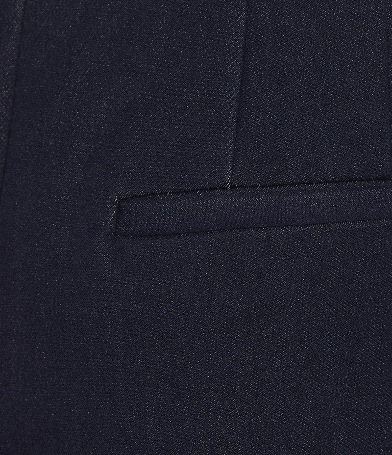 Alex Marie Justine Chambray Flat Front Full Length Wide Leg Pants