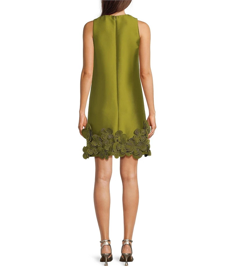 Alex Marie Kaitlin Mikado Floral Applique Trim Sleeveless Shift Dress