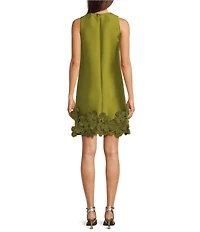 Alex Marie Kaitlin Mikado Floral Applique Trim Sleeveless Shift Dress