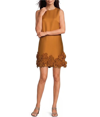 Alex Marie Kaitlin Mikado 3D Floral Applique Trim Sleeveless Shift Dress