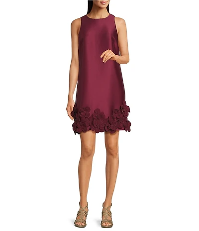 Alex Marie Kaitlin Mikado Floral Applique Trim Sleeveless Shift Dress