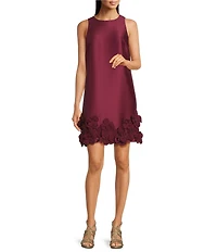 Alex Marie Kaitlin Mikado Floral Applique Trim Sleeveless Shift Dress