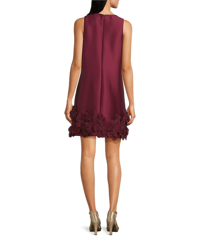 Alex Marie Kaitlin Mikado Floral Applique Trim Sleeveless Shift Dress