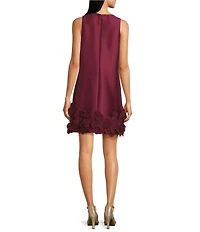 Alex Marie Kaitlin Mikado Floral Applique Trim Sleeveless Shift Dress