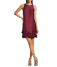 Alex Marie Kaitlin Mikado Floral Applique Trim Sleeveless Shift Dress