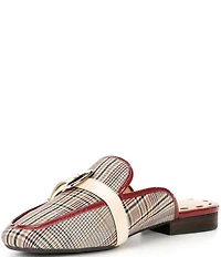 Alex Marie Karen Plaid Print Buckle Hardware Strap Mules