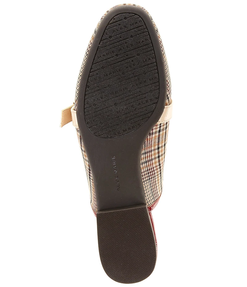 Alex Marie Karen Plaid Print Buckle Hardware Strap Mules
