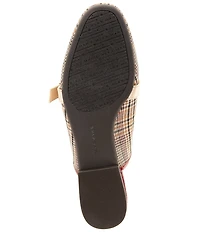 Alex Marie Karen Plaid Print Buckle Hardware Strap Mules