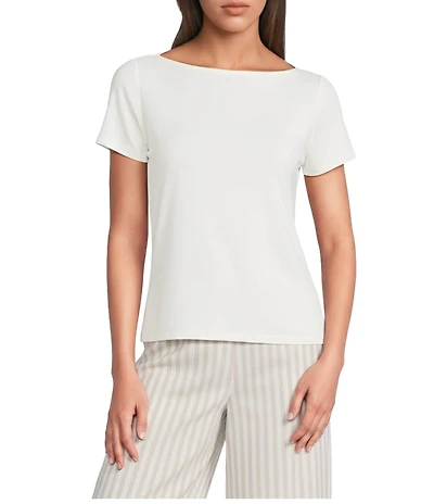 Alex Marie Katy Mock Neck Short Sleeve Rayon Jersey Knit Top