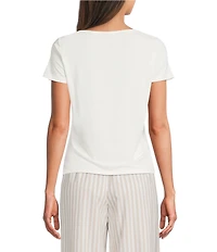 Alex Marie Katy Mock Neck Short Sleeve Rayon Jersey Knit Top