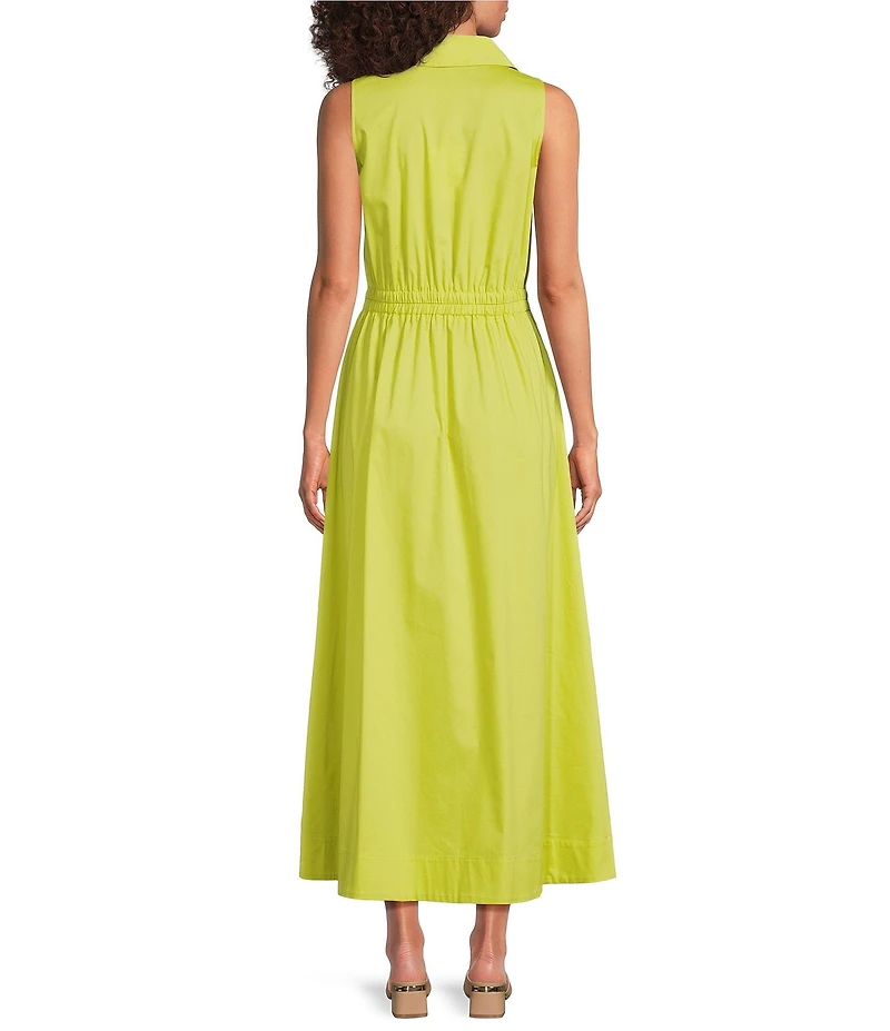 Alex Marie Kim Collared Sleeveless Drapey Plaine Weave Dress