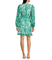 Alex Marie Laurel Long Sleeve Surplice V-Neck A-Line Dress