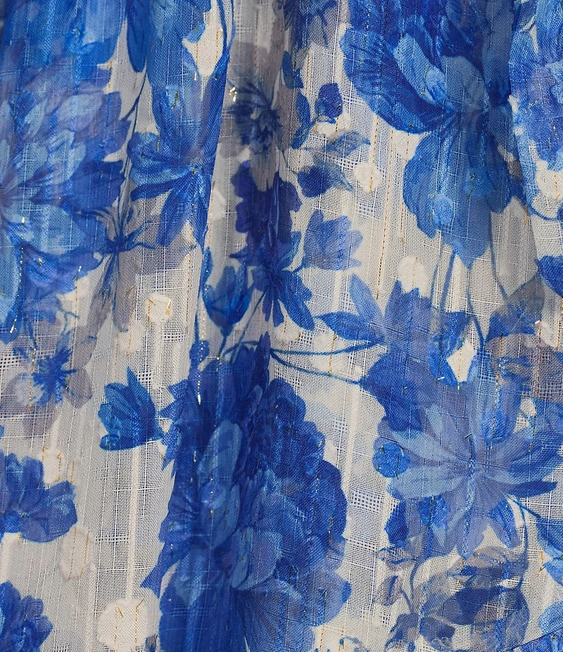 Alex Marie Laurel V-Neck Long Sleeve Printed Chiffon Dress