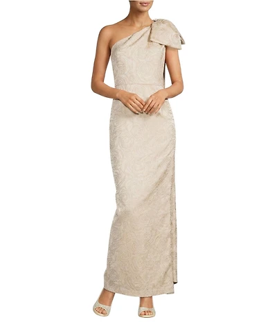 Alex Marie Lauren Jacquard One Shoulder Bow Dress