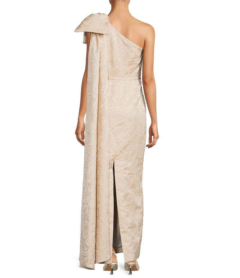 Alex Marie Lauren Jacquard One Shoulder Bow Dress