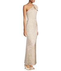 Alex Marie Lauren Jacquard One Shoulder Bow Dress