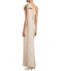 Alex Marie Lauren Jacquard One Shoulder Bow Dress