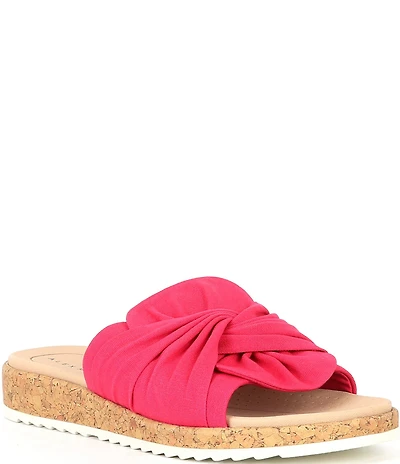 Alex Marie Leanne Canvas Knot Detail Wedge Slide Sandals