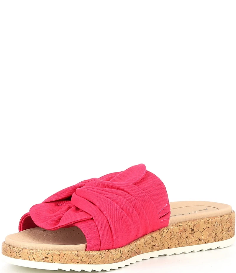 Alex Marie Leanne Canvas Knot Detail Wedge Slide Sandals