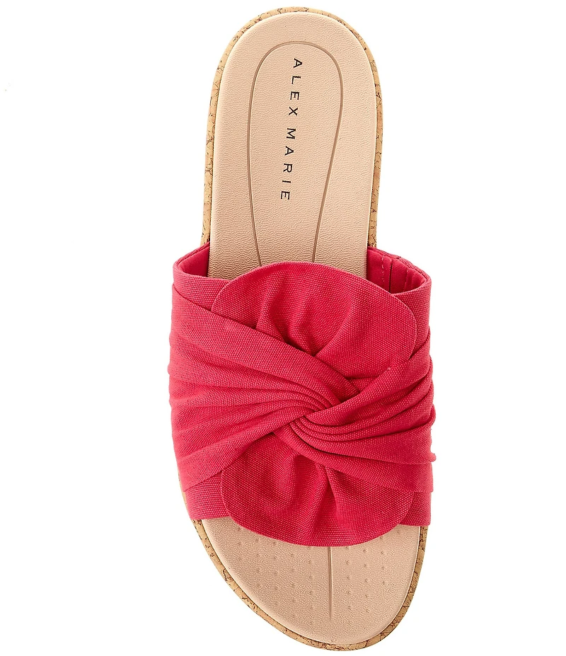Alex Marie Leanne Canvas Knot Detail Wedge Slide Sandals