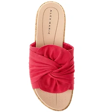 Alex Marie Leanne Canvas Knot Detail Wedge Slide Sandals