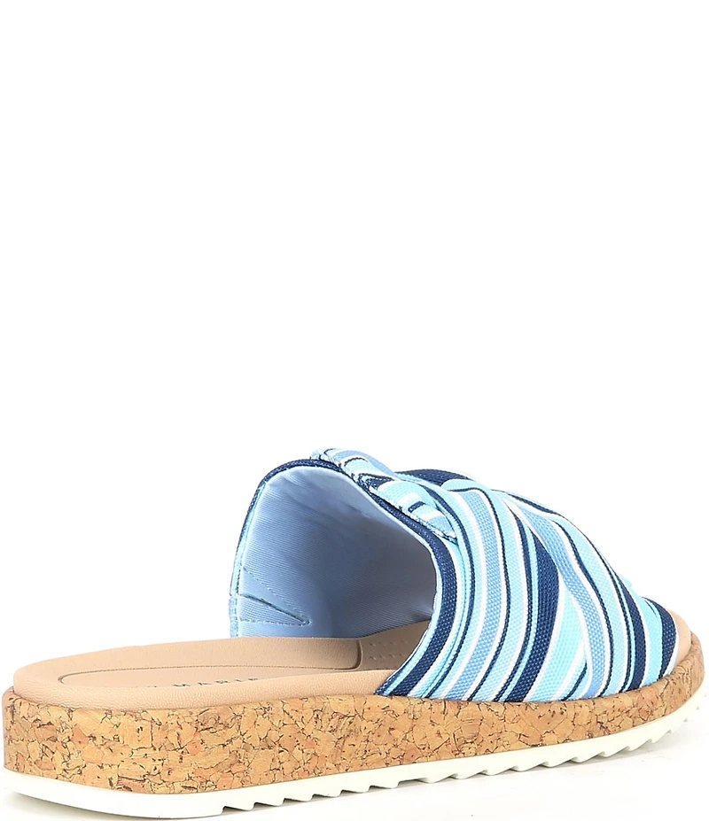 Alex Marie Leanne Striped Knot Detail Wedge Slide Sandals