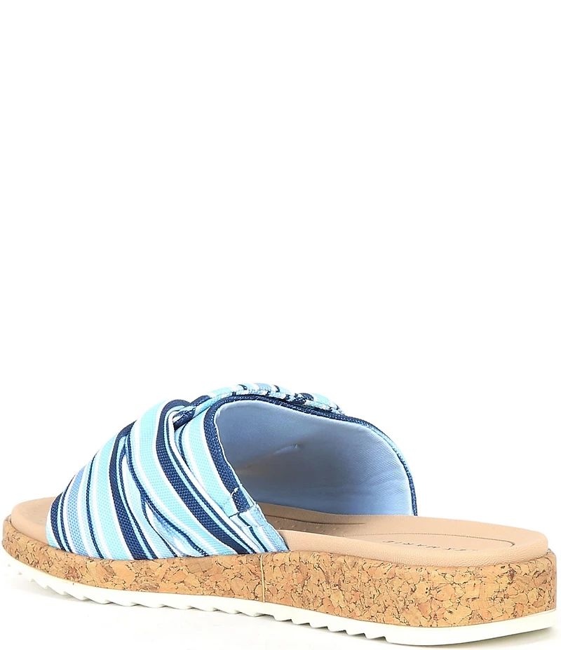 Alex Marie Leanne Striped Knot Detail Wedge Slide Sandals