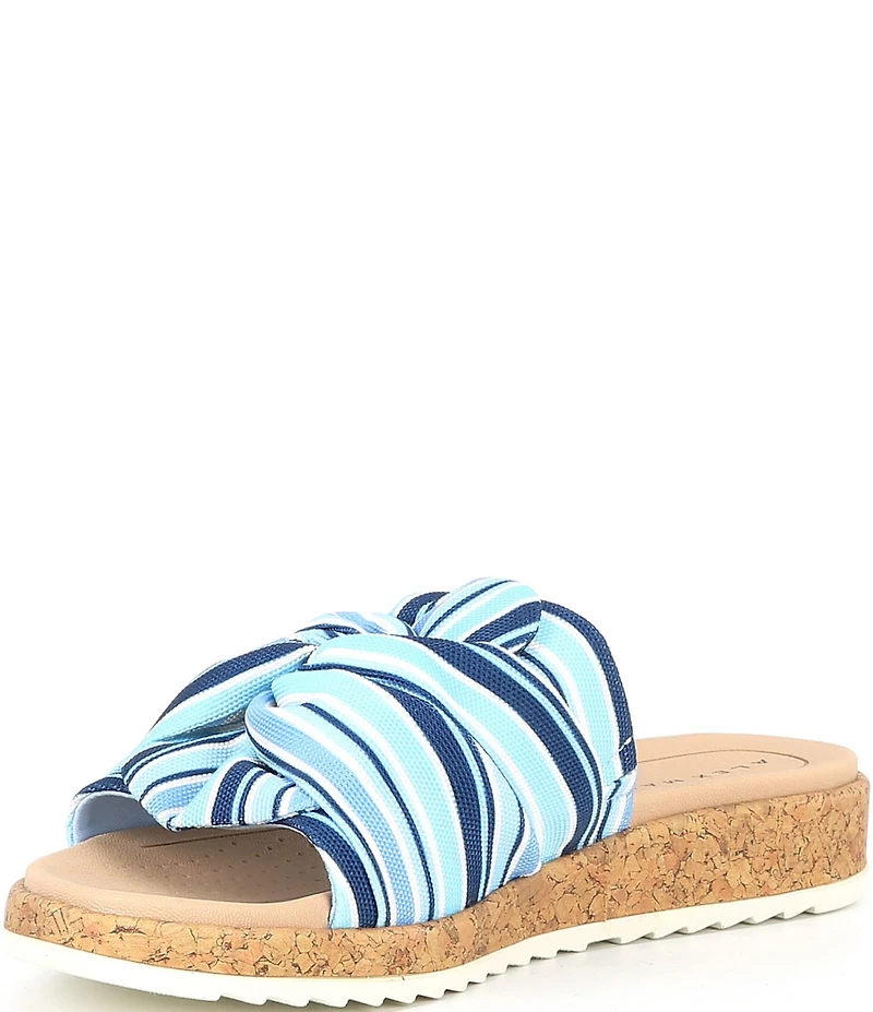 Alex Marie Leanne Striped Knot Detail Wedge Slide Sandals