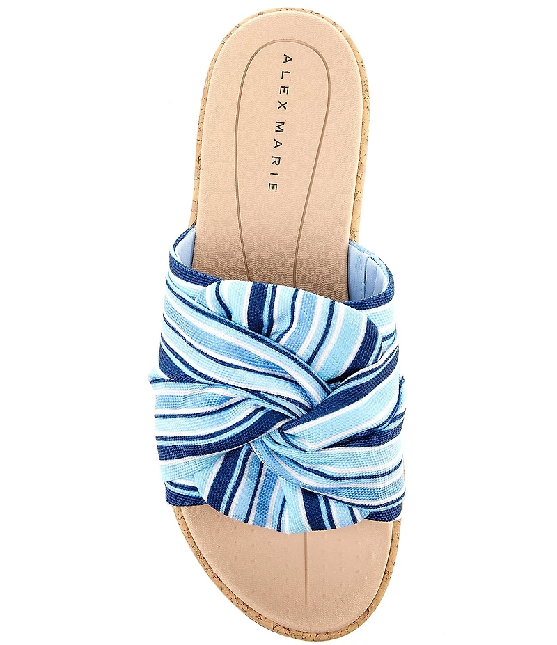 Alex Marie Leanne Striped Knot Detail Wedge Slide Sandals
