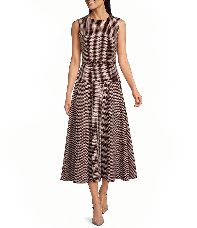 Alex Marie Leigh Novelty Suiting Round Neckline Sleeveless Dress