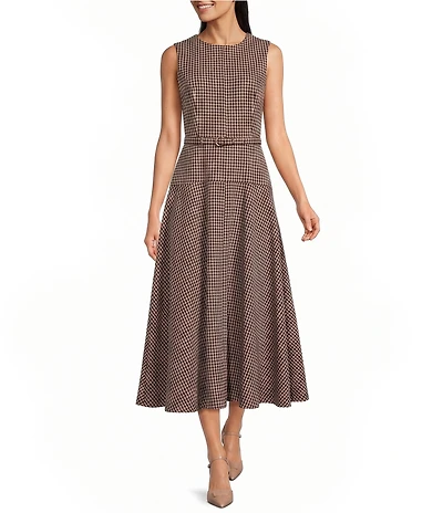 Alex Marie Leigh Novelty Suiting Round Neckline Sleeveless Dress