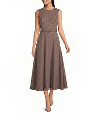 Alex Marie Leigh Novelty Suiting Round Neckline Sleeveless Dress