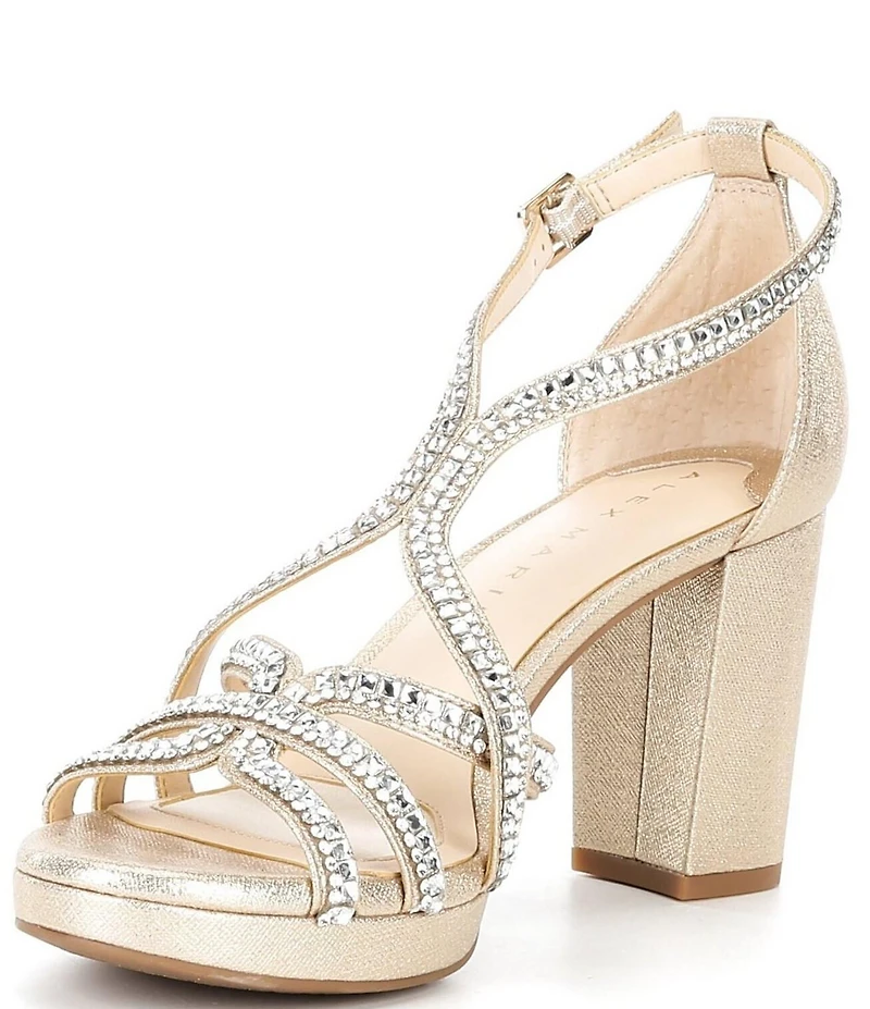 Alex Marie Libby Rhinestone Strappy Platform Dress Sandals