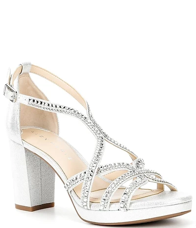 Alex Marie Libby Rhinestone Strappy Platform Dress Sandals