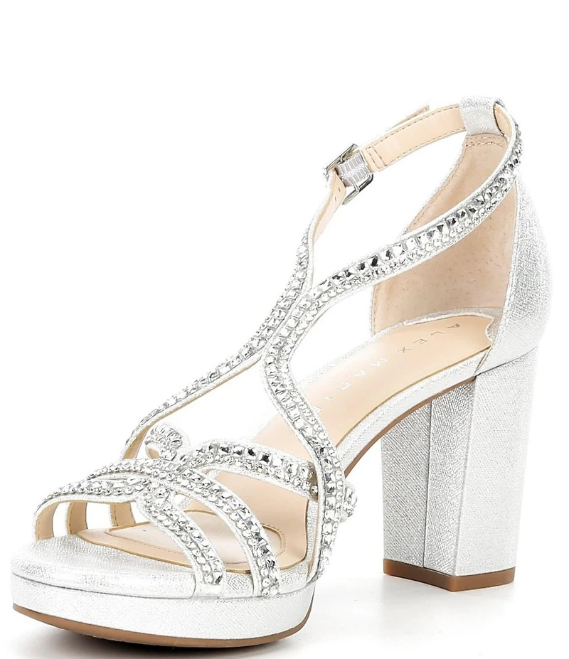 Alex Marie Libby Rhinestone Strappy Platform Dress Sandals