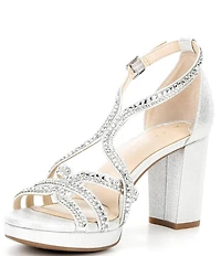 Alex Marie Libby Rhinestone Strappy Platform Dress Sandals