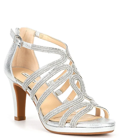 Alex Marie Lillie Leather Rhinestone Strappy Platform Dress Sandals