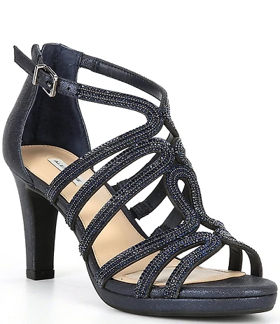 Alex Marie Lillie Leather Rhinestone Strappy Platform Dress Sandals
