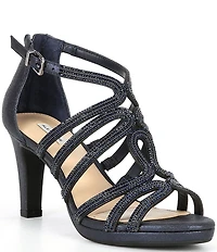 Alex Marie Lillie Leather Rhinestone Strappy Platform Dress Sandals